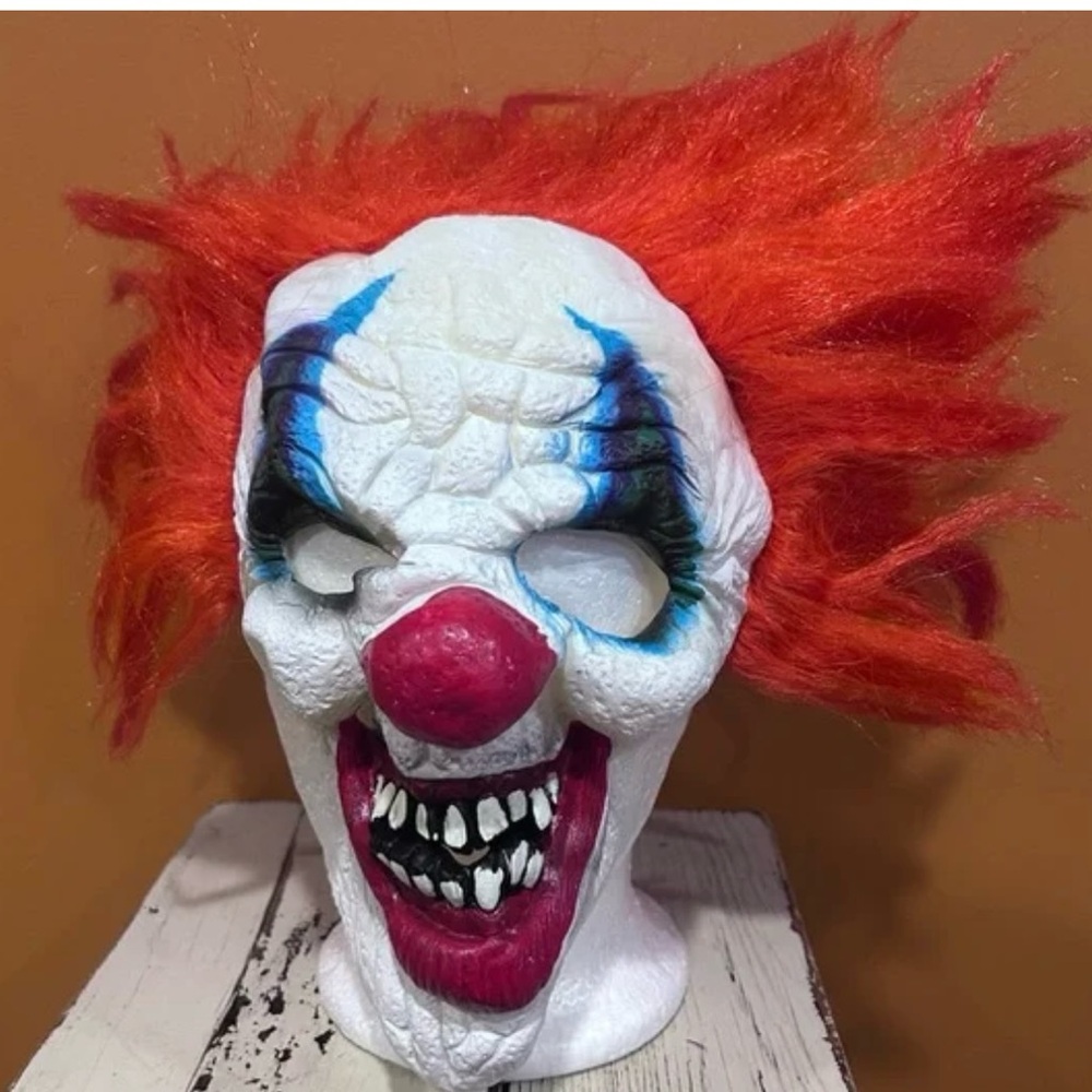 Scary Clown Mask with Red Hair‎